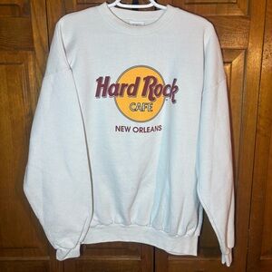 Hard Rock Cafe New Orleans White Crewneck with Yellow Logo